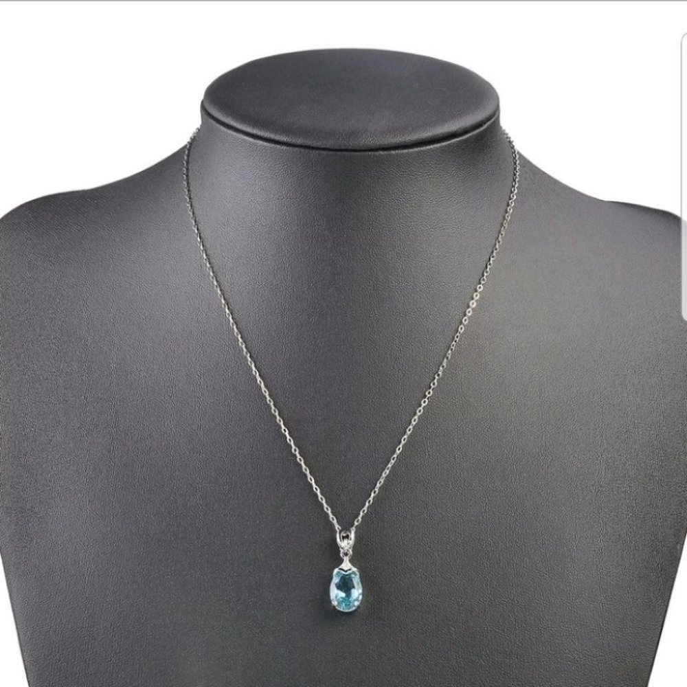 New light blue natural stone necklace pendant - Picture 4 of 8